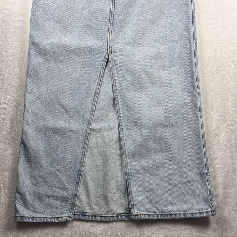 Mango MNG Womens Light Wash Denim Maxi Skirt S-Front Slit High Waist Jean Skirt - Picture 7 of 10